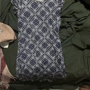 Blue and White Patterned maternity tshirt Dress